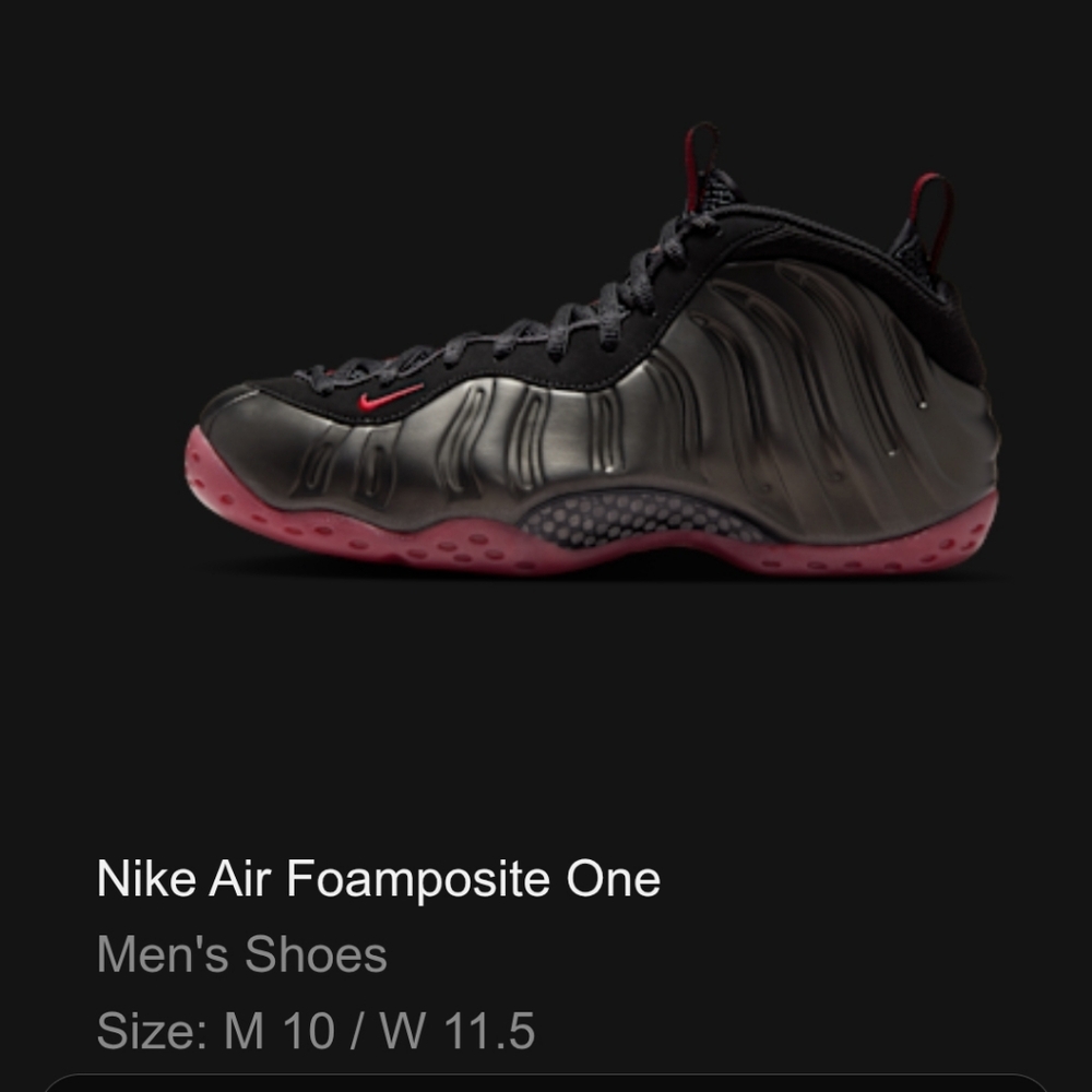 Nike Air Foamposite One Black and Red Athletic Shoes